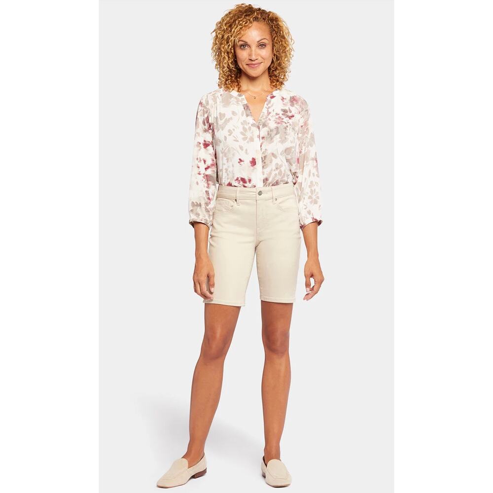 NYDJ Women’s 2 Tan Ella 8" Roll Cuff Zip Denim Casual Shorts New